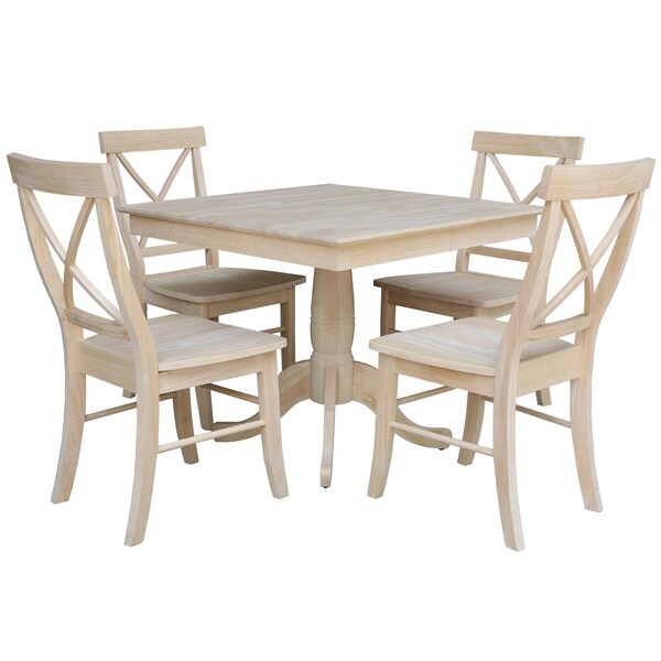 International Concepts 36 in. x 36 in. Square Top Pedestal Table With 4 Dining Chairs Set of 5 K-3636TP-C613-4 - main